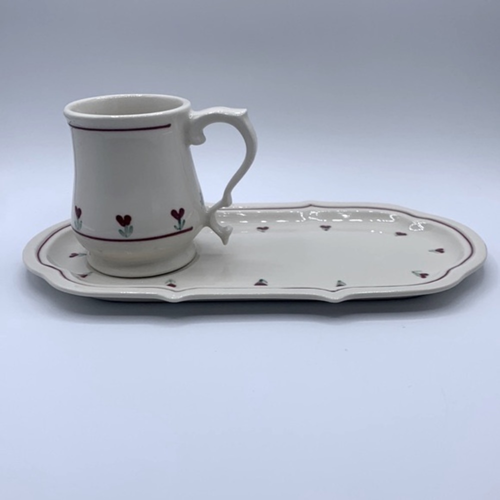Vintage 1976 Provincial Posy Hartstone Stoneware Snack Plate & Coffee Cup Mug
